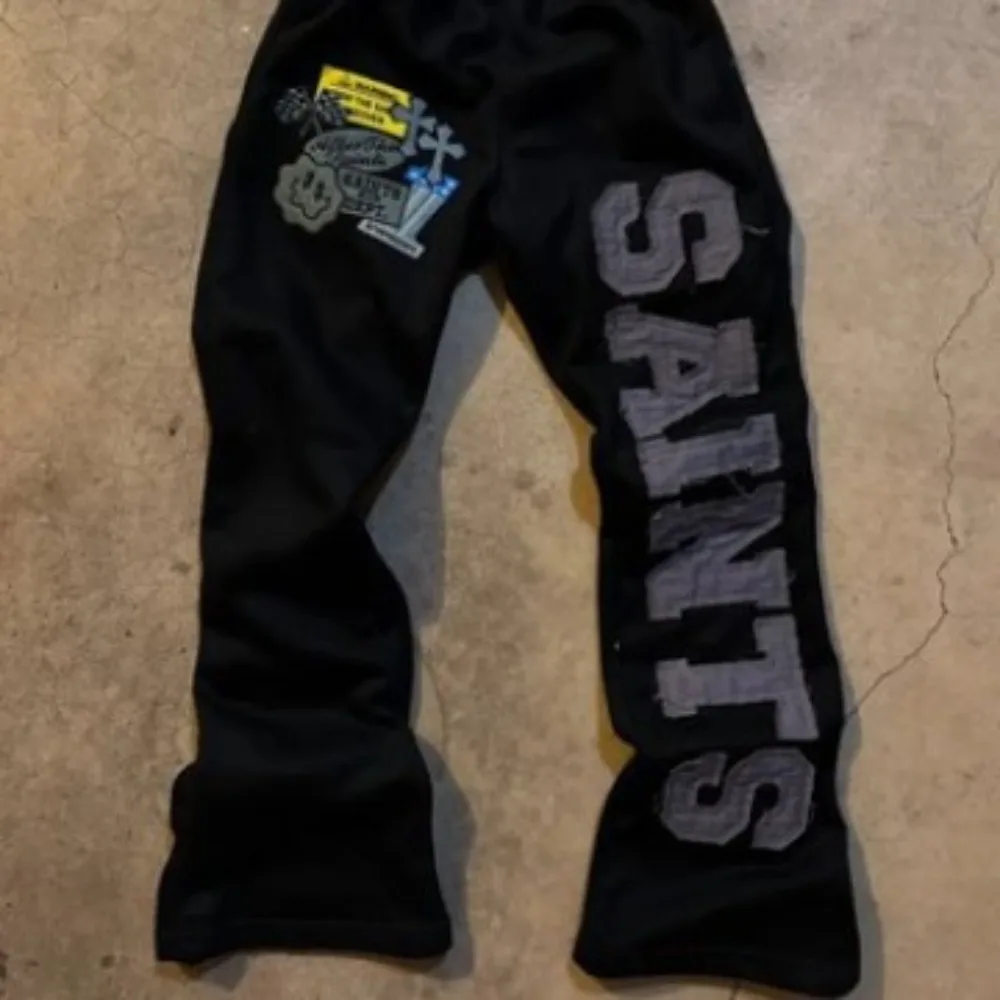 2025 New European Style Hip Hop Print Wide Leg Pants for Teens Trendy Streetwear Casual Loose Fit Long Trousers Unisex Fashion