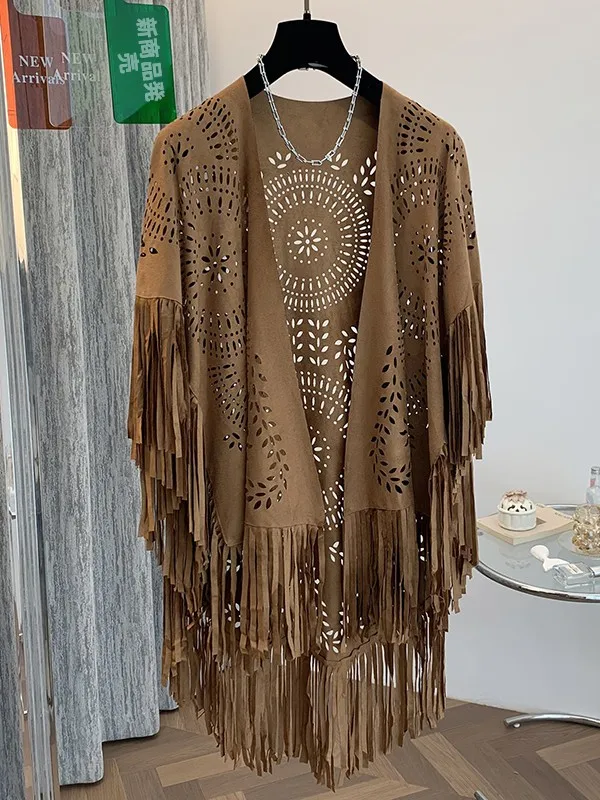 

Summer 2025 New Sle Women's Long Knitted Open Cardigan Hollow out Travel Photoaphy Scarf n Gobi Desert Tour