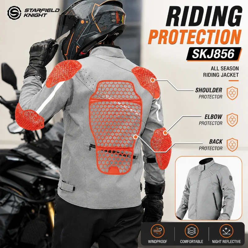 Star Knight Motorcycle Four Seasons Cycling Suit Men's Winter Warm Summer Windproof Locomotive Commuter Anti-drop Jacket SKJ856