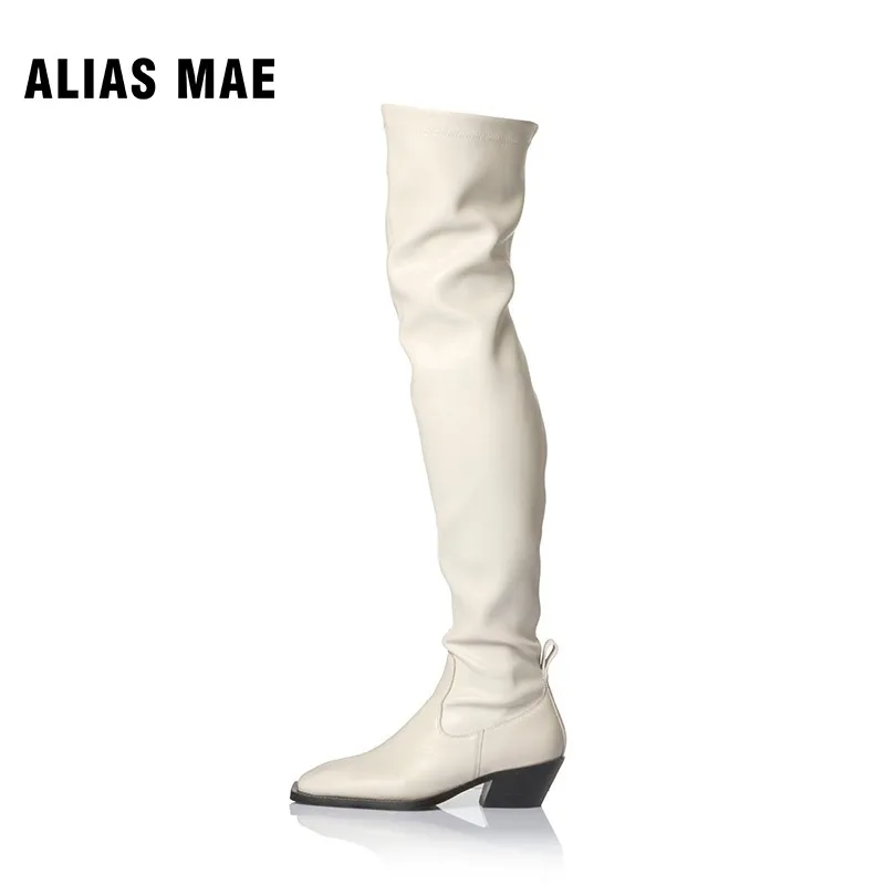 

ALIAS MAE PEARLY Fashion Retro Boots Women's Knee Over Four Seasons Outdoor 2023 New Motorcycle Cowhide Ankle Feet