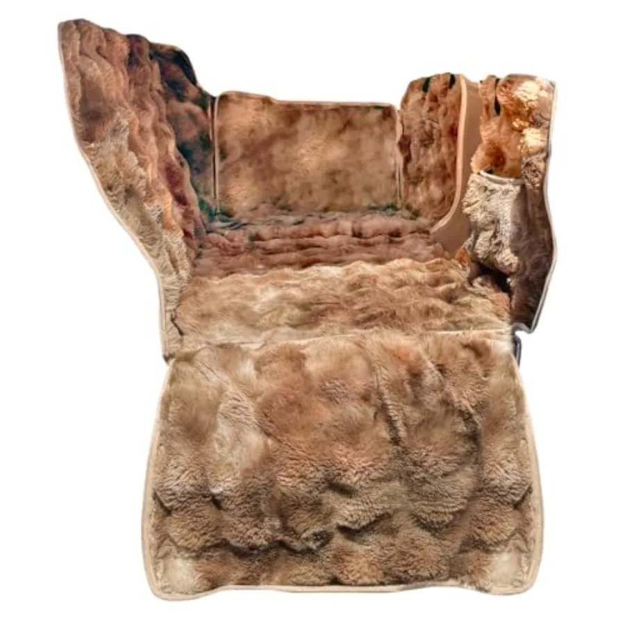 

Роскошный защитный чехол Pelsbarn для заднего сиденья автомобиля для собак с успокаивающим пледом - водонепроницаемый гамак для животных, машинная стирка, коричневый