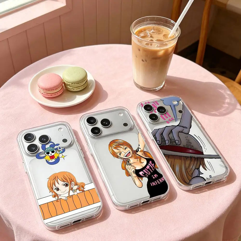 Niedliche Anime N-Nami Handyhülle für iPhone 17/16/15/11/13/14 Pro Max Plus/X/Xr/Xs Max/12mini Air Transparent Klar