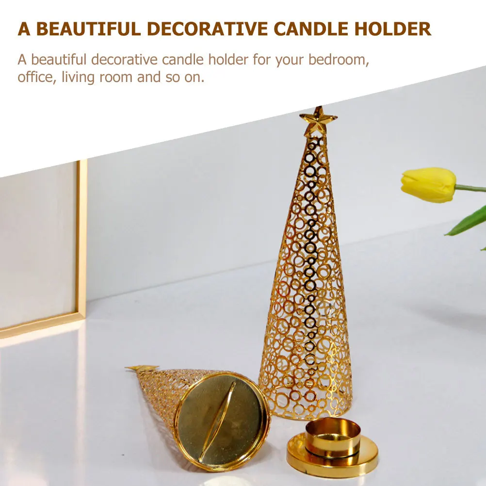 

Star Decorative Tealight Holder Iron Christmas Candlestick Stable Base Xmas Decoration Home Desktop Ornament Metal