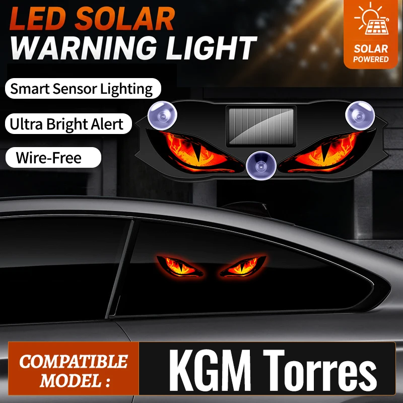 Fits For KGM Torres  New Car Devil Eye Solar Vibration Sensor Dynamic LED Light Creative Car Ambient Light USB Rechargeable