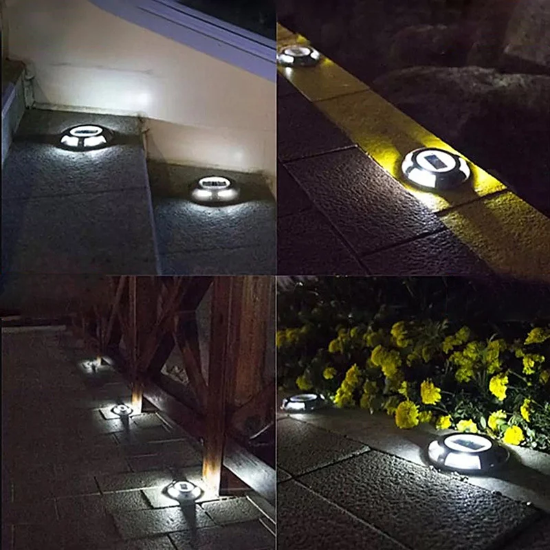 4 LED الشمسية الأرض مصباح سبائك الألومنيوم العملي سطح الممر تحت الأرض الطريق الضوء الأزرق الفضة الأرض مصباح سطح السفينة الخفيفة #4