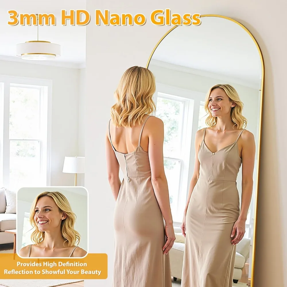 Espelho de chão grande, espelho de corpo autônomo de comprimento total 65 x 22 com opção de suspensão