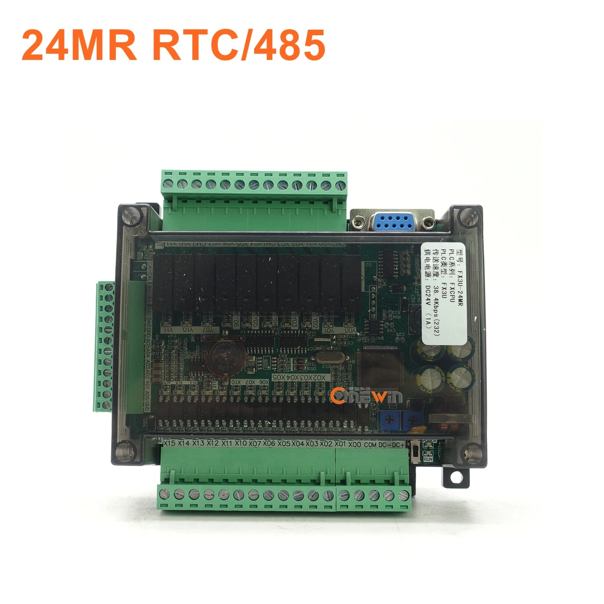 FX3U-24MR FX3U-24MT PLC industrial control board 14 input 10 output 6AD 2DA with 485 communication and RTC