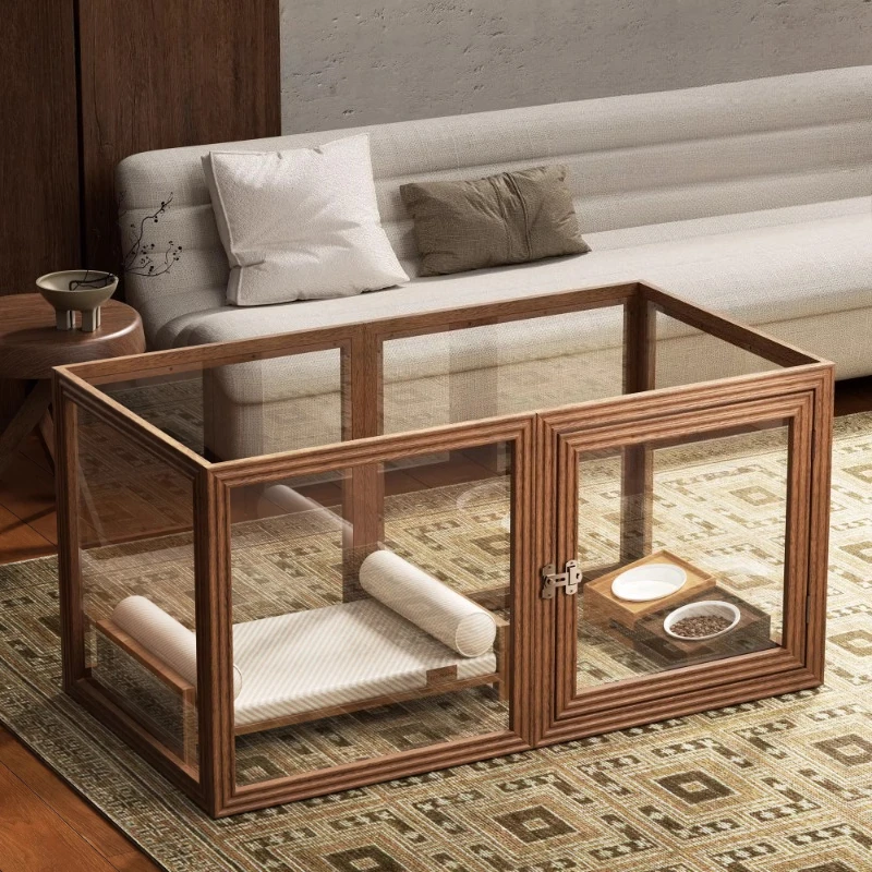 

Solid Wood Transparent Dog Fence Acrylic Kennel Pet Fence Small Medium and Ancient Style