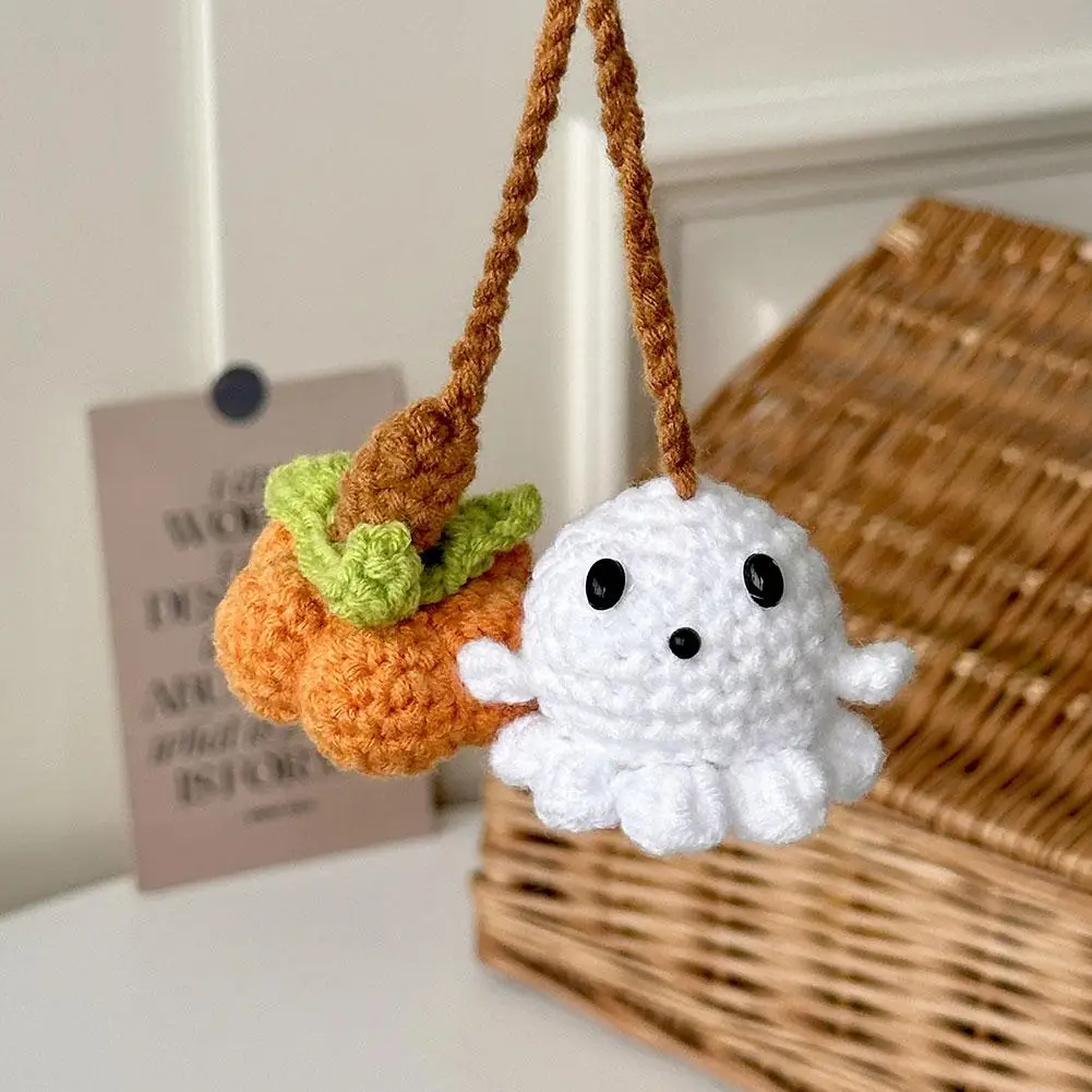 

Halloween Crochet Pumpkin And Ghost Tree Ornaments Small Hanging Ghost Charms Car Pendant Decoration Holiday Party Home Decors