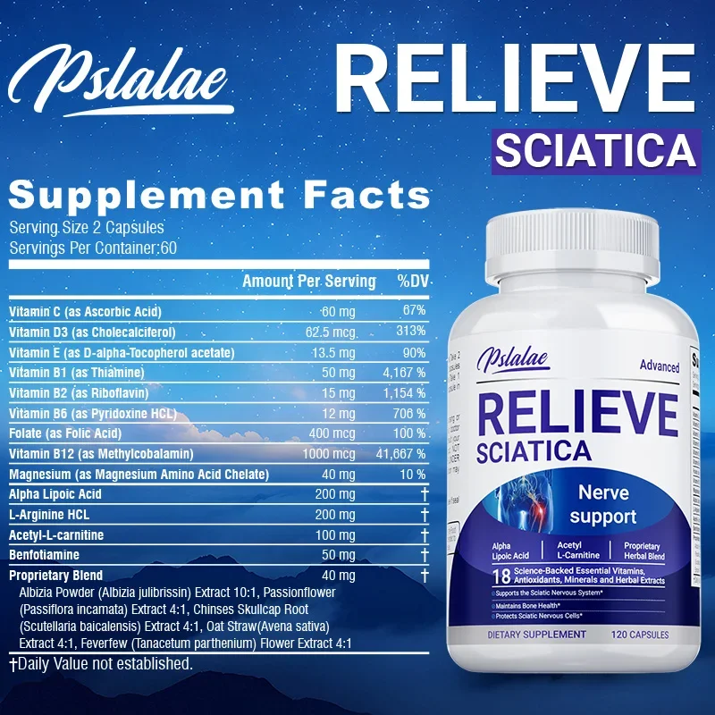 Relieve Sciatica Supplement - Supports Sciatic Nerve Care, Bone, Joint and Nerve Health