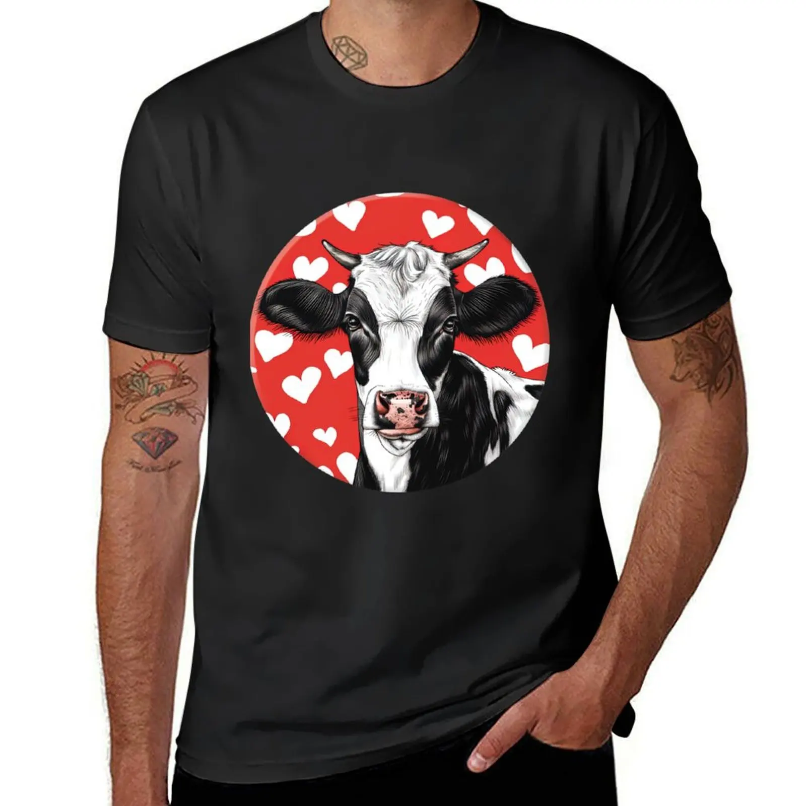 Cow Heart Lover T-Shirt animal prinfor boys tops blanks summer top t shirts for men cotton