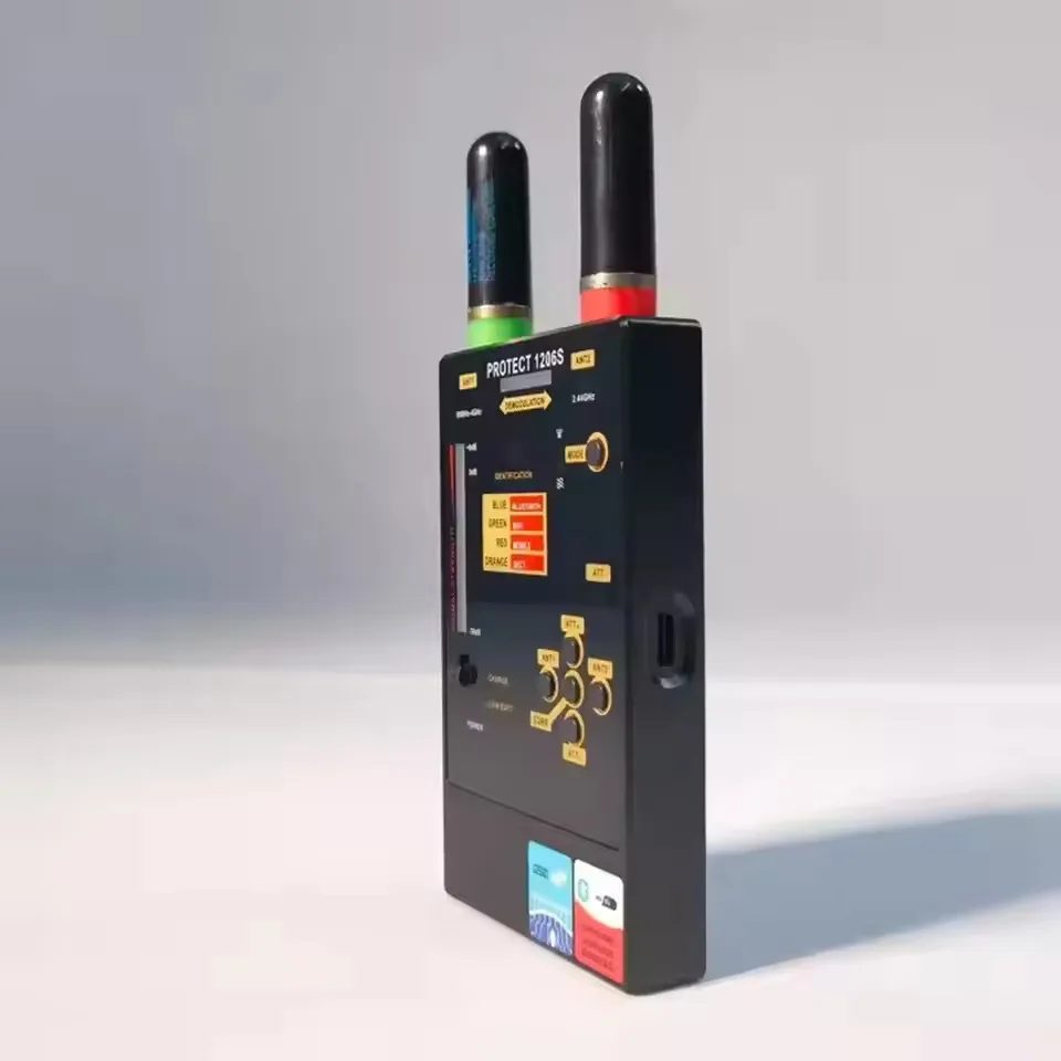 1206S เกรดทหารชุดป้องกันสายลับตรวจจับสัญญาณ 5G/บลูทูธ,มืออาชีพค้นหาการนอนหลับกล้อง,การเปิดใช้งานเสียง CORR,ตัวเครื่องโลหะ