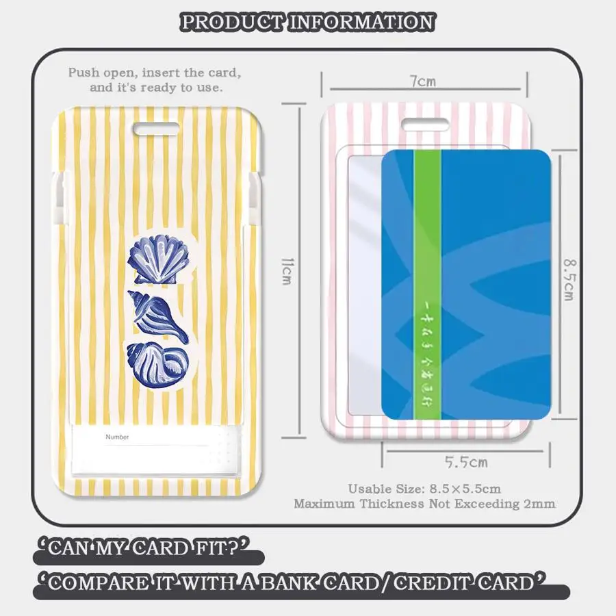 Cover Case 1Pc Card Holder Retractable Credit Card Holders Holders Child Bus with lanyard Bank ID Badge Ocean Life Theme Striped
