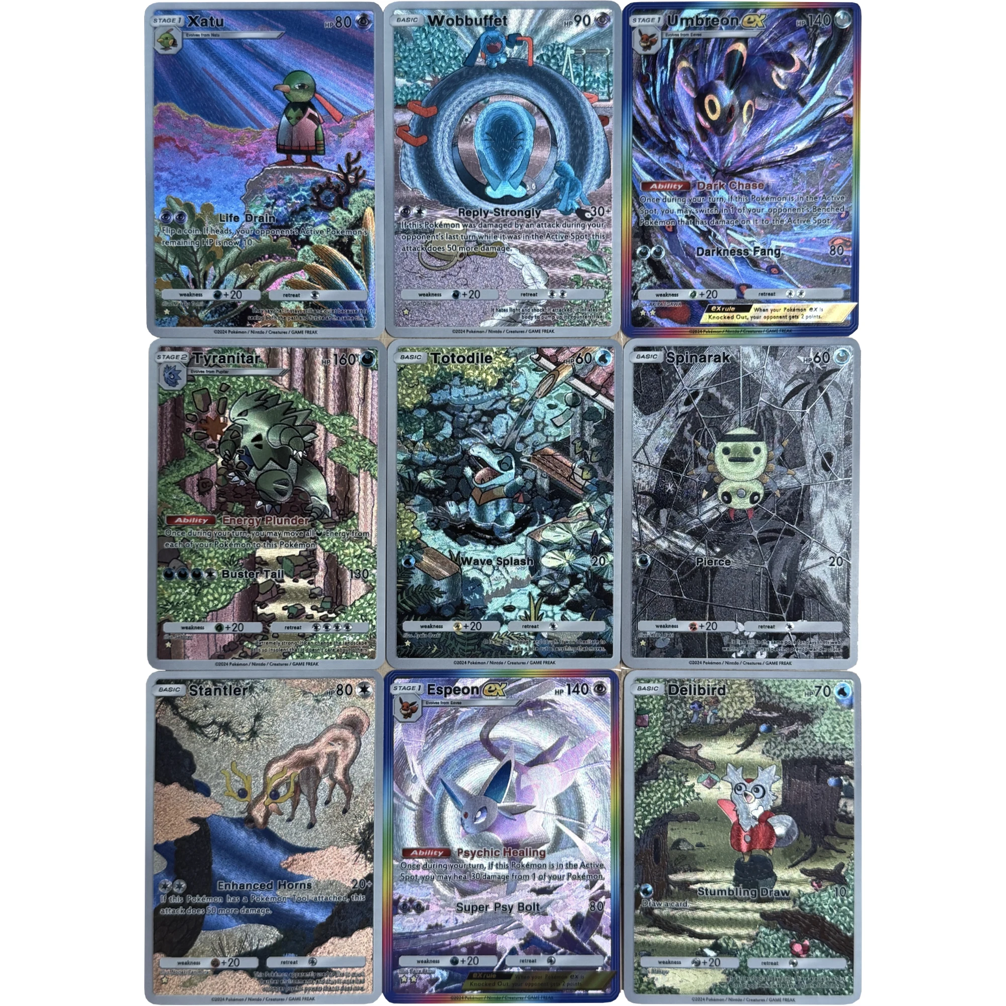 

9 шт./компл. Ptcg Umbreon Espeon Totodile Spinarak POCKET английская текстура флэш-карта классическая игра аниме коллекционные карты игрушки