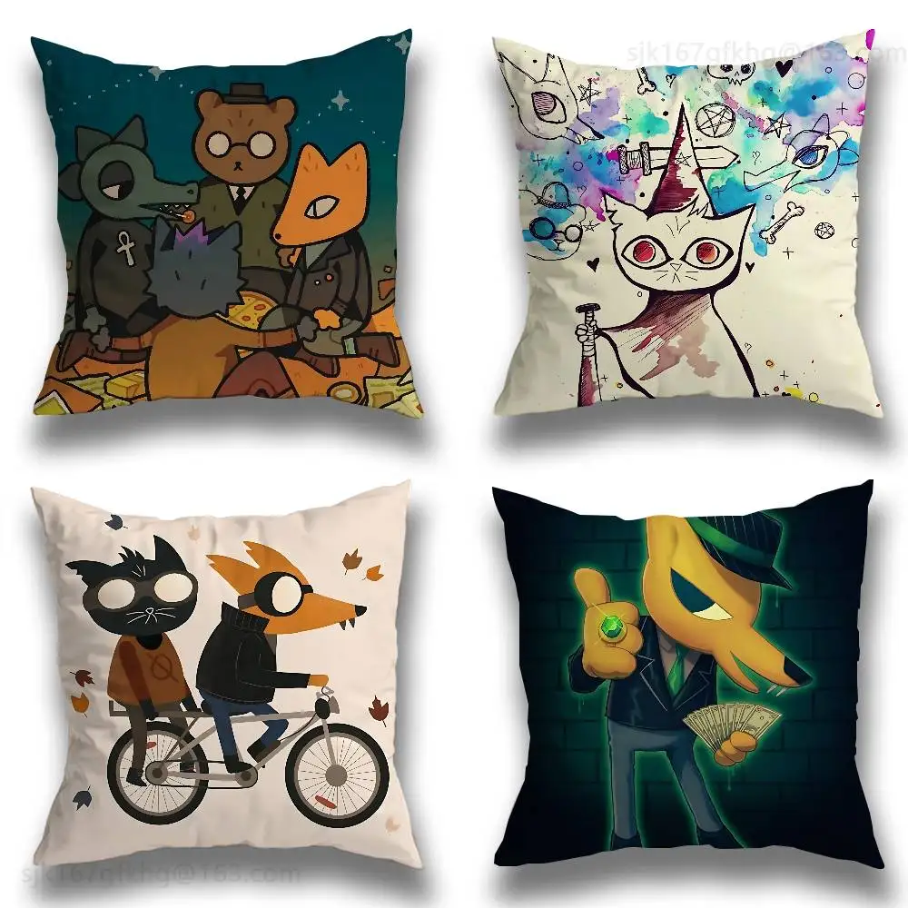 

N-Night In The Woods Pillow Case Anti-dustmite Pillowcase Invisible zipper silky short plush Sofa cushion cover