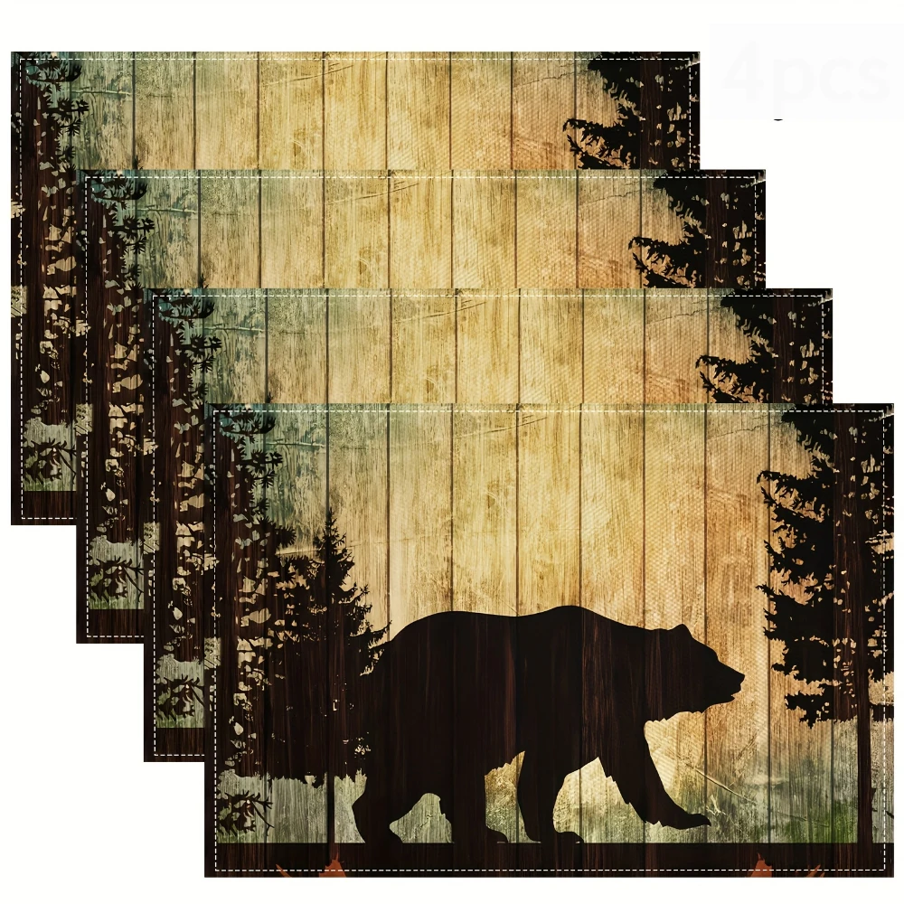 Vintage Camping Life RV Printed Placemats Rustic Wooden Table Decor Outdoor Picnic Counter Display Wilderness Dining Table Gift