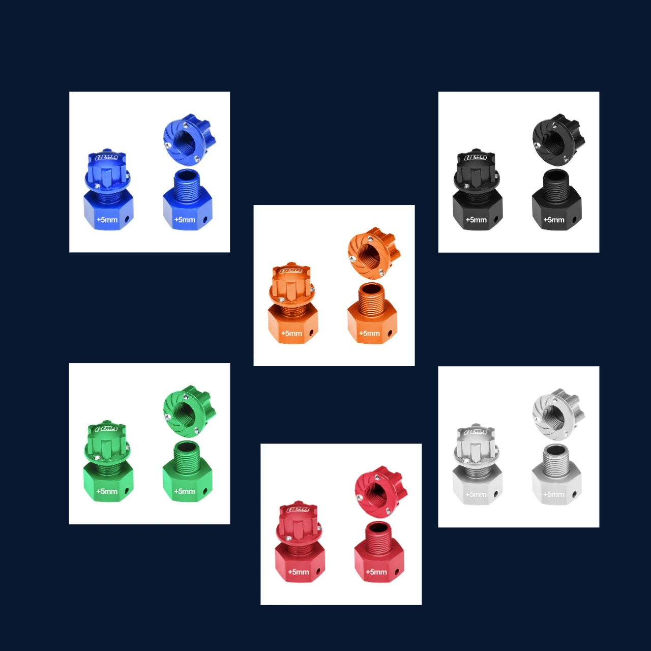 GPM 7075 legering 20 mm zeskantadapter (+5 mm) voor LOSI 1/6 Super Baja Rey 1.0 / 2.0