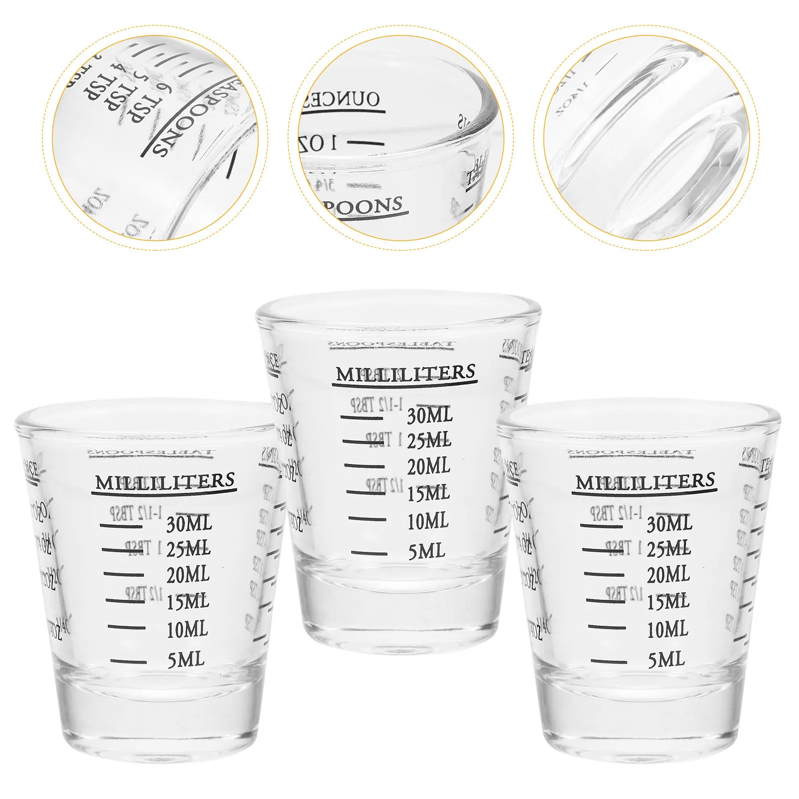 

3Pcs Glass Measuring Cup Heat Resistant Lightweight Baking Milk Container Coffee Measure Jug for Kitchen Household Use