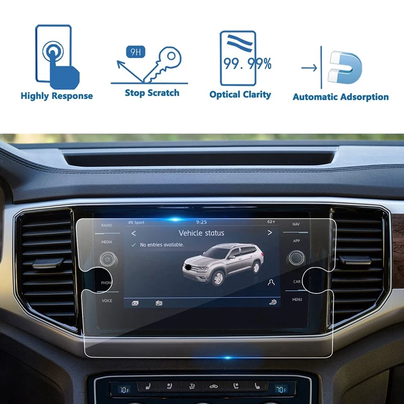 Protector de pantalla de contacto de navegación de 8 pulgadas, película de vidrio templado para pantalla de Audio estéreo, para Atlas 2018, 2019, 2020, 2021