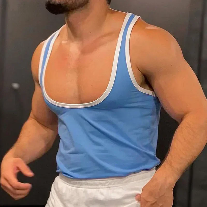 Summer Slim Thin Fitness Vest Men's Tank Top Gym Shirt Sports Training Top Black Singlet Sports Wear