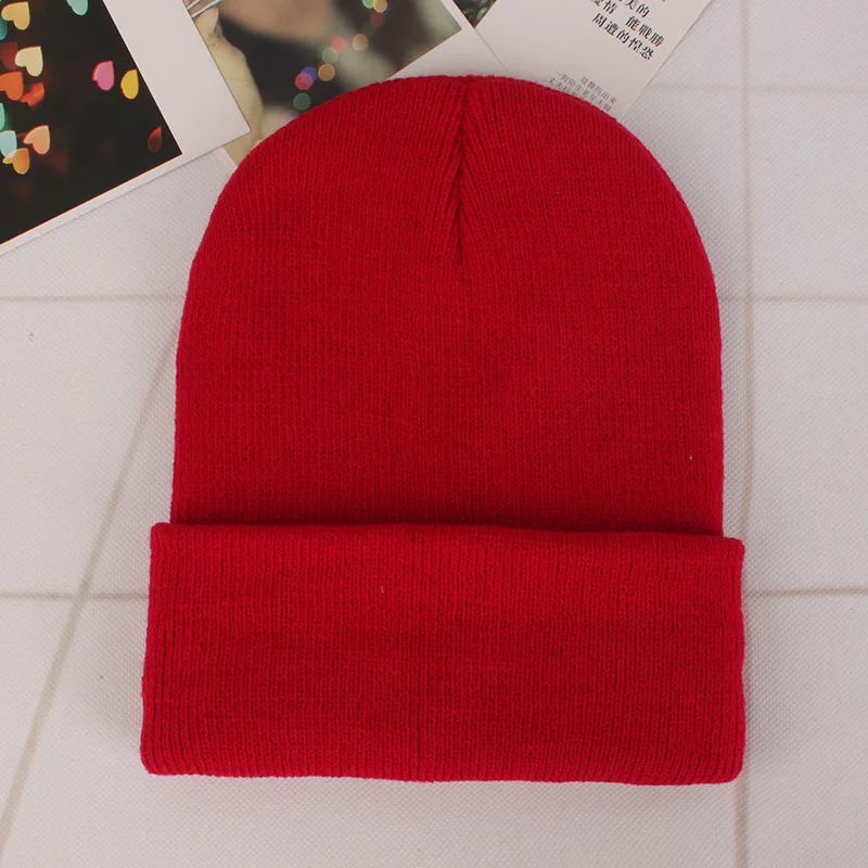 Gorro de lana de punto para hombre y mujer, Gorro de esquí de algodón suave, cálido, 25 colores sólidos, Invierno