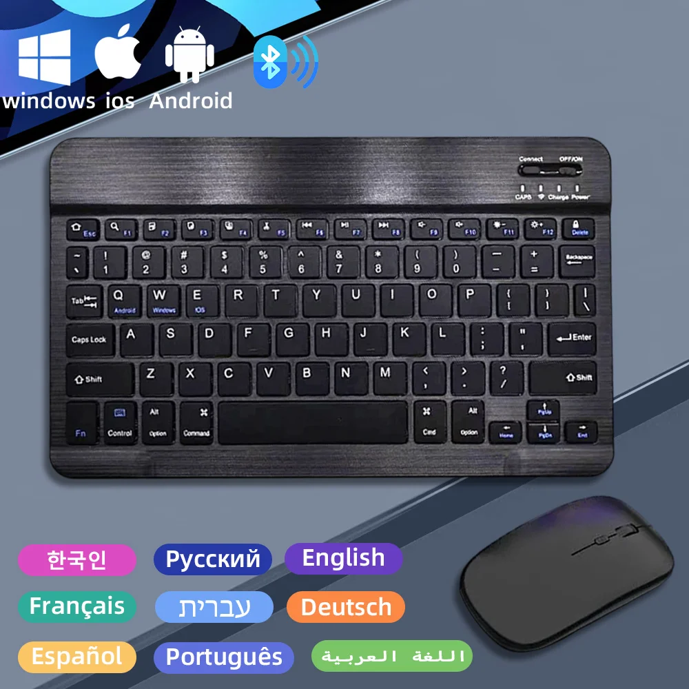 Cicha klawiatura Bluetooth z myszką Xiaomi do tabletów Samsung Huawei, iPada 2025 A16 11. i 10. generacji, bezprzewodowa klawiatura