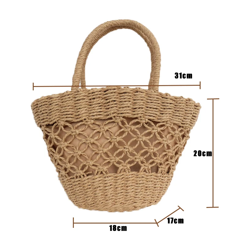 Beach Bag For Women Summer 2023 New Hot Basket Woven Straw Braided With Top Handle Handbags Shopping Party Fashion Bucket Clutch