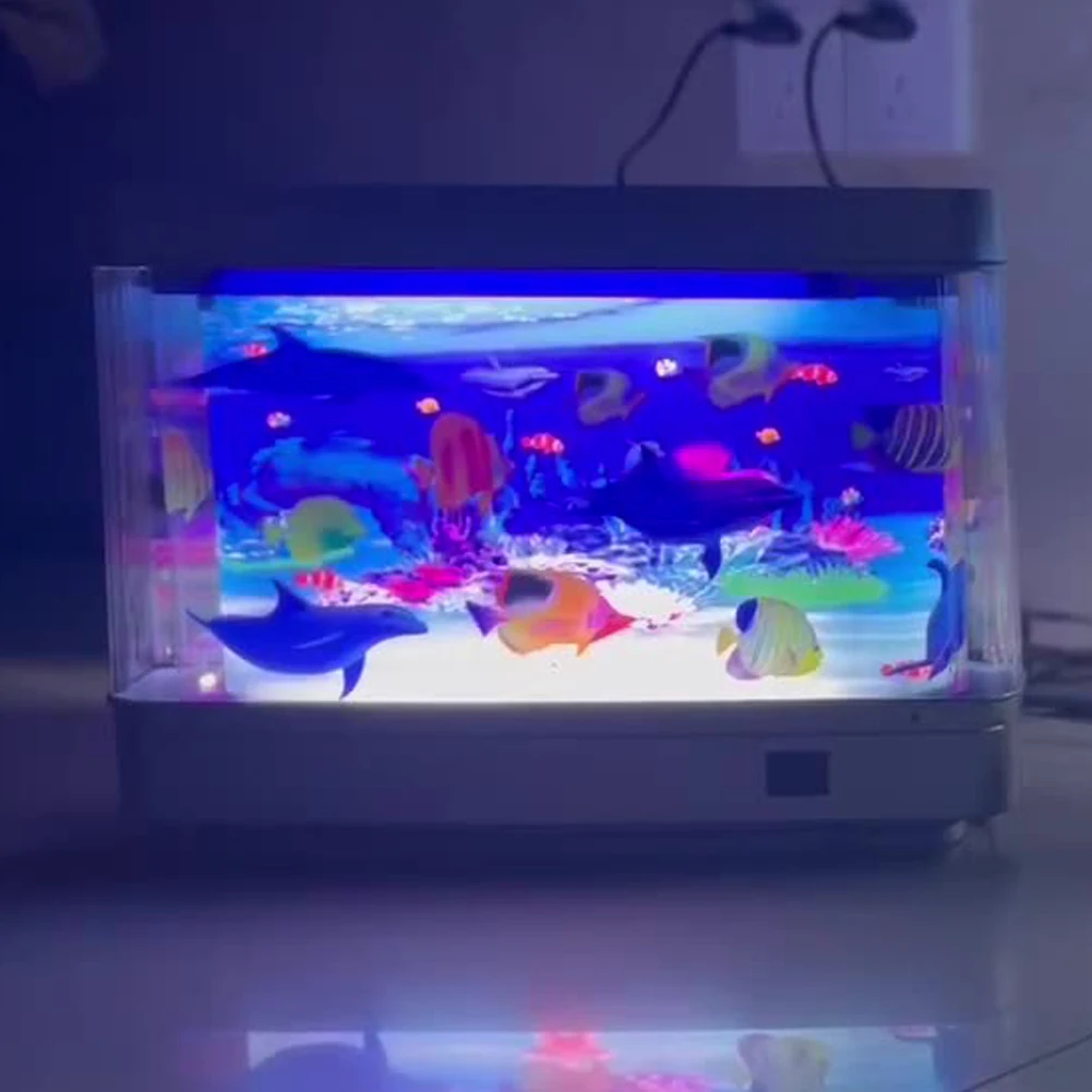 LED Dynamic Fake Fish Tank Light with Moving Fish Fake Aquarium Decorative Lamp Simulated Fish Aquarium Lamp for Home Decor