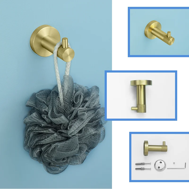 Chrome/Black/Brushed Gold Bathroom Accessories Robe Hook Towel Ring Towel Rack Paper Holder