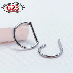 Septum Piercing Nose Ring F136 Titanium D Shape Segment Ring Clicke Jewelry CZ Nose Earrings Lip for Women Half Ring Cartilage