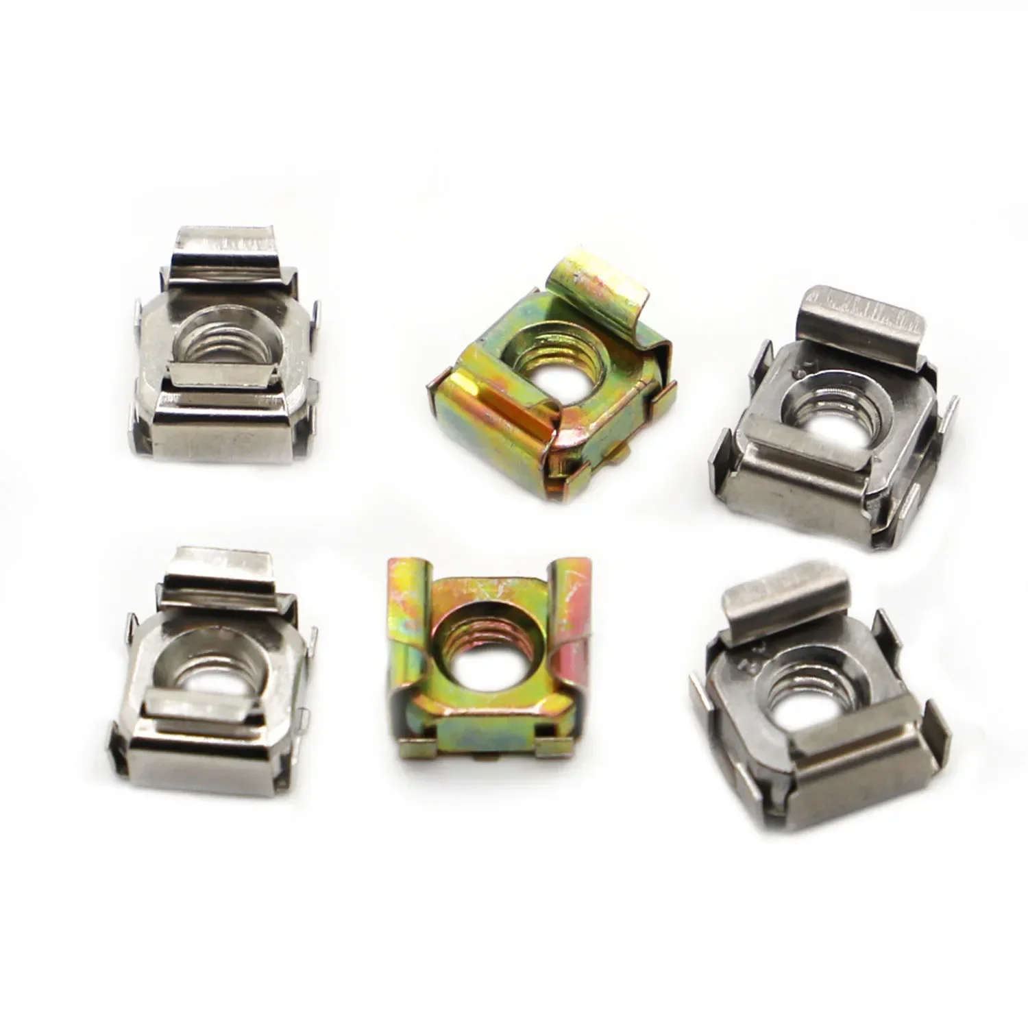 Color Zinc Nickel Stainless Steel Quartet Floating Nuts Cassette Elastic Enclosure Card Cage Nut Square Snap-In Nut Size:M4-M10