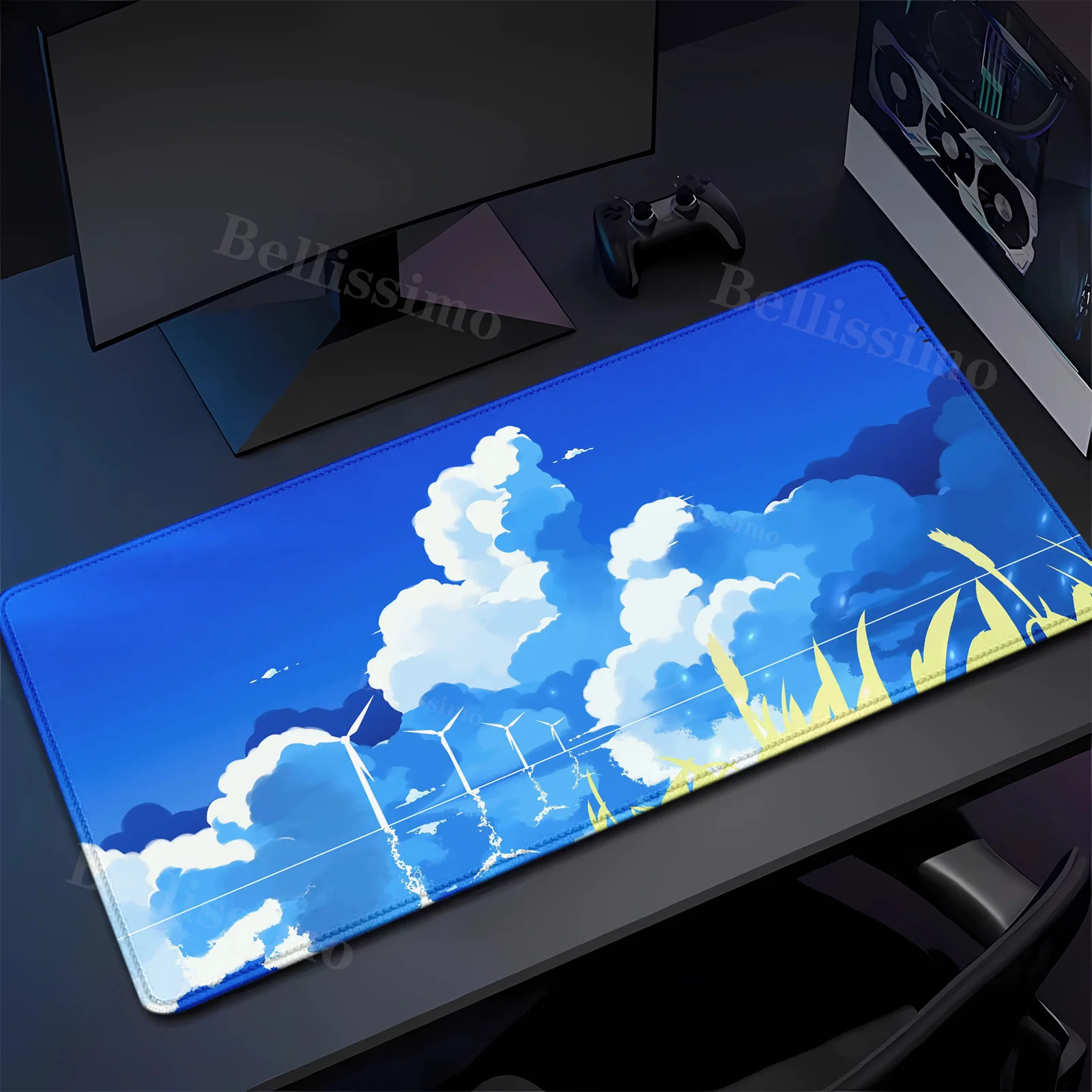 

Коврик для мыши в стиле аниме «Пейзаж неба», большой настольный коврик для ноутбука, компьютерные офисы, аксессуары, коврик для мыши, резиновый противоскользящий коврик Kawaii Playmat
