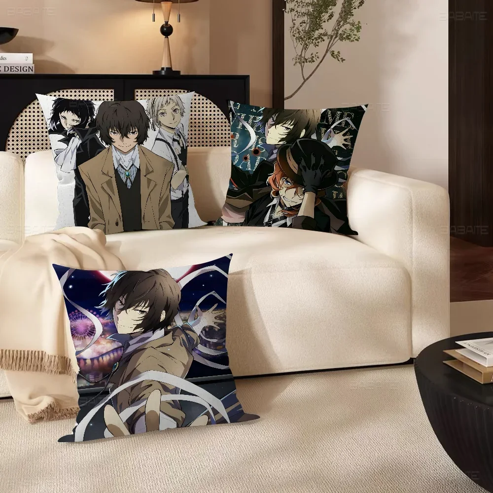 

B-Bungo S-Stray D-Dogs Cushion Cover Car Throw Pillow Case For Sofa Car Christmas Gift 40x40cm 45x45cm