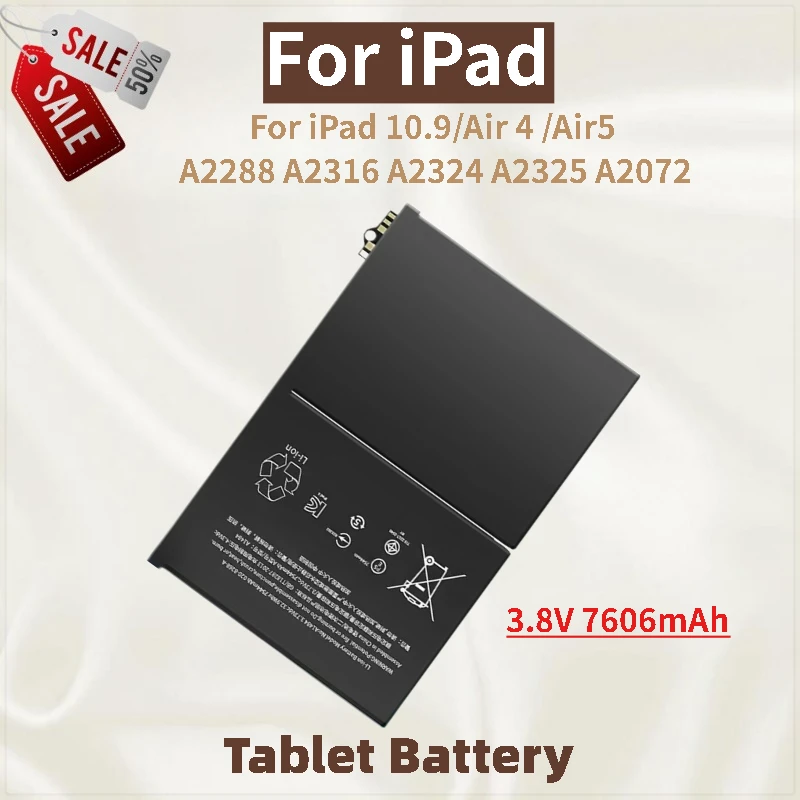 

Tablet Battery 3.8V 7606mAh For iPad 10.9/Air 4 /Air5 A2288 A2316 A2324 A2325 A2072 Brand New High Quality