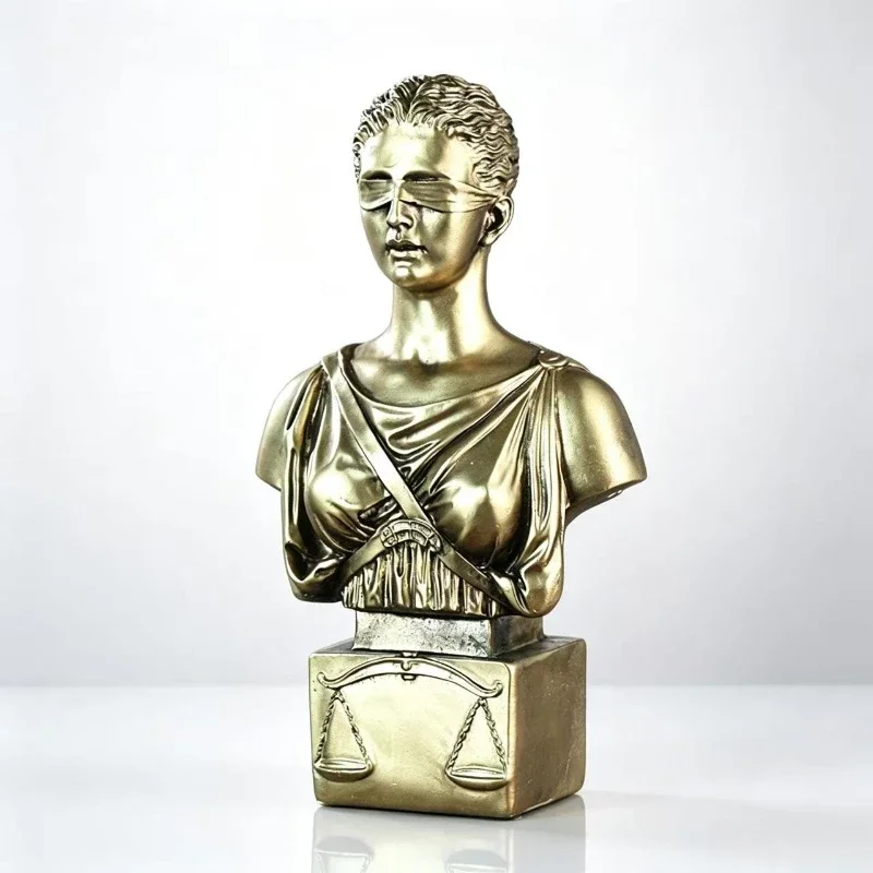 Lady Justice Resin Sculpture Greek Roman Goddess Bust Statue Desktop Ornament Home Office Tabletop Figurine Vintage Room Decor