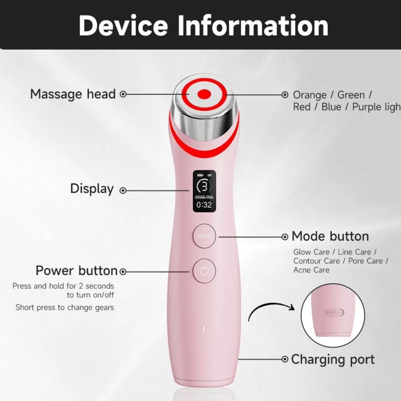 

B25B 6-In-1 Real Glow Beauty Device Looking Glass Skin With Enhanced Absorption,Radiance, Elasticity, Pore Care LED Anti