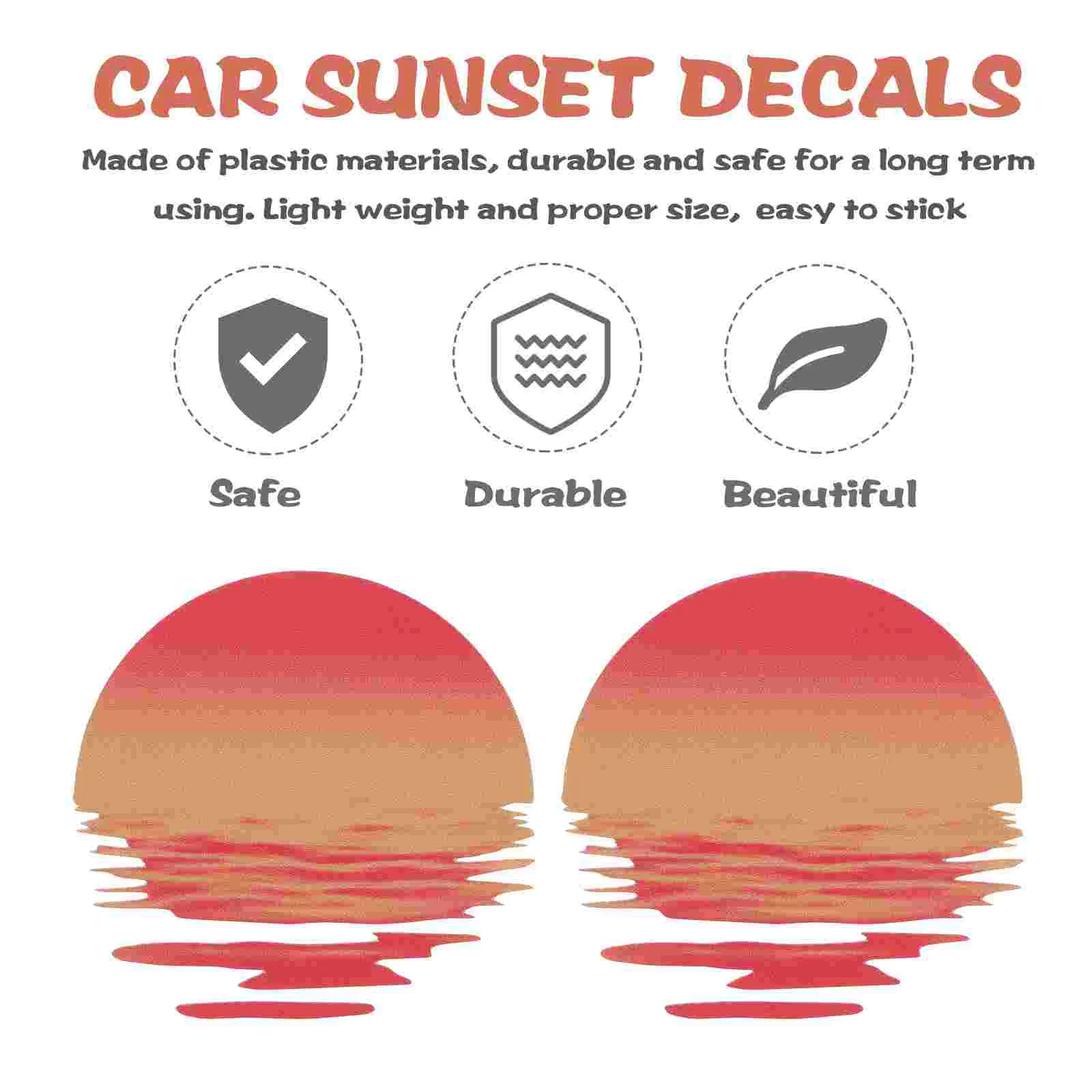 2 Pcs Stickers Car Window Decal Door Decals for Auto Body Personality Sunset Truck