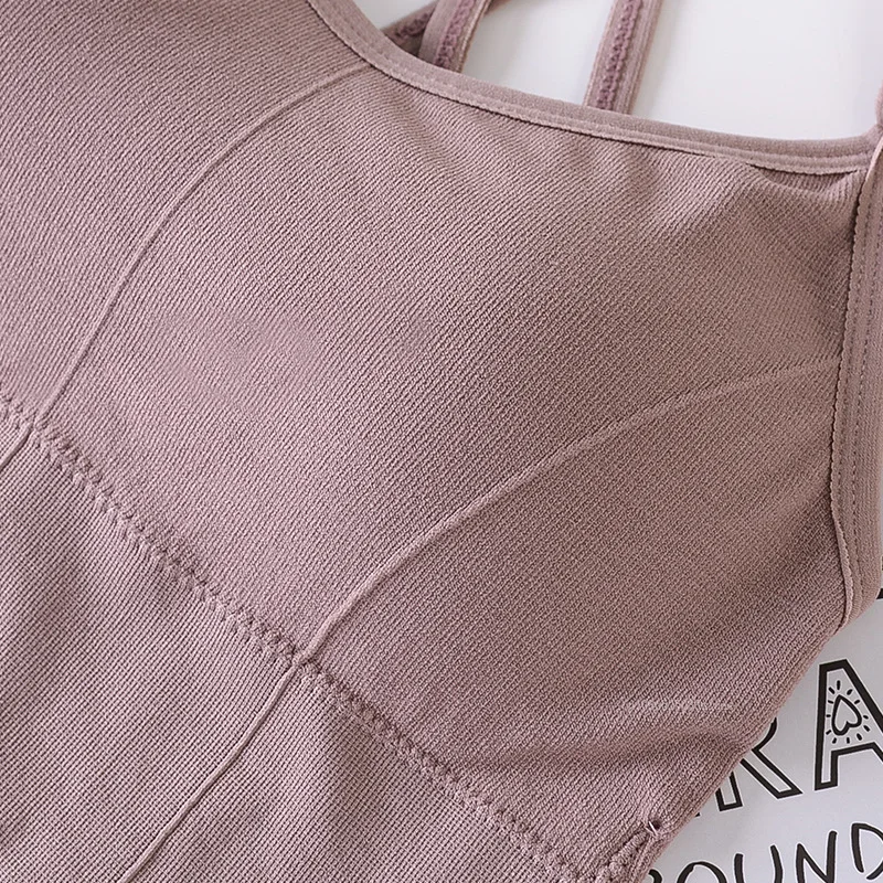 Bra Selempang Punggung Cantik Satu Ukuran Bra Olahraga Lari Push Up Yoga Mulus Bersirkulasi Atasan Tabung Yoga Warna Solid Kebugaran Lembut
