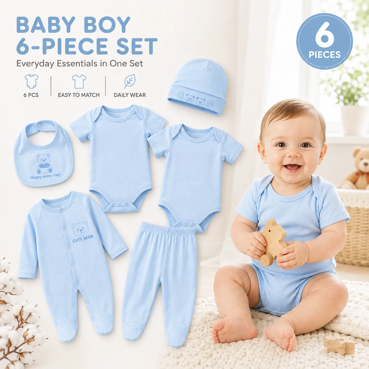 Baby Clothing Essentials Newborn - Набор одежды для новорожденного мальчика, 6