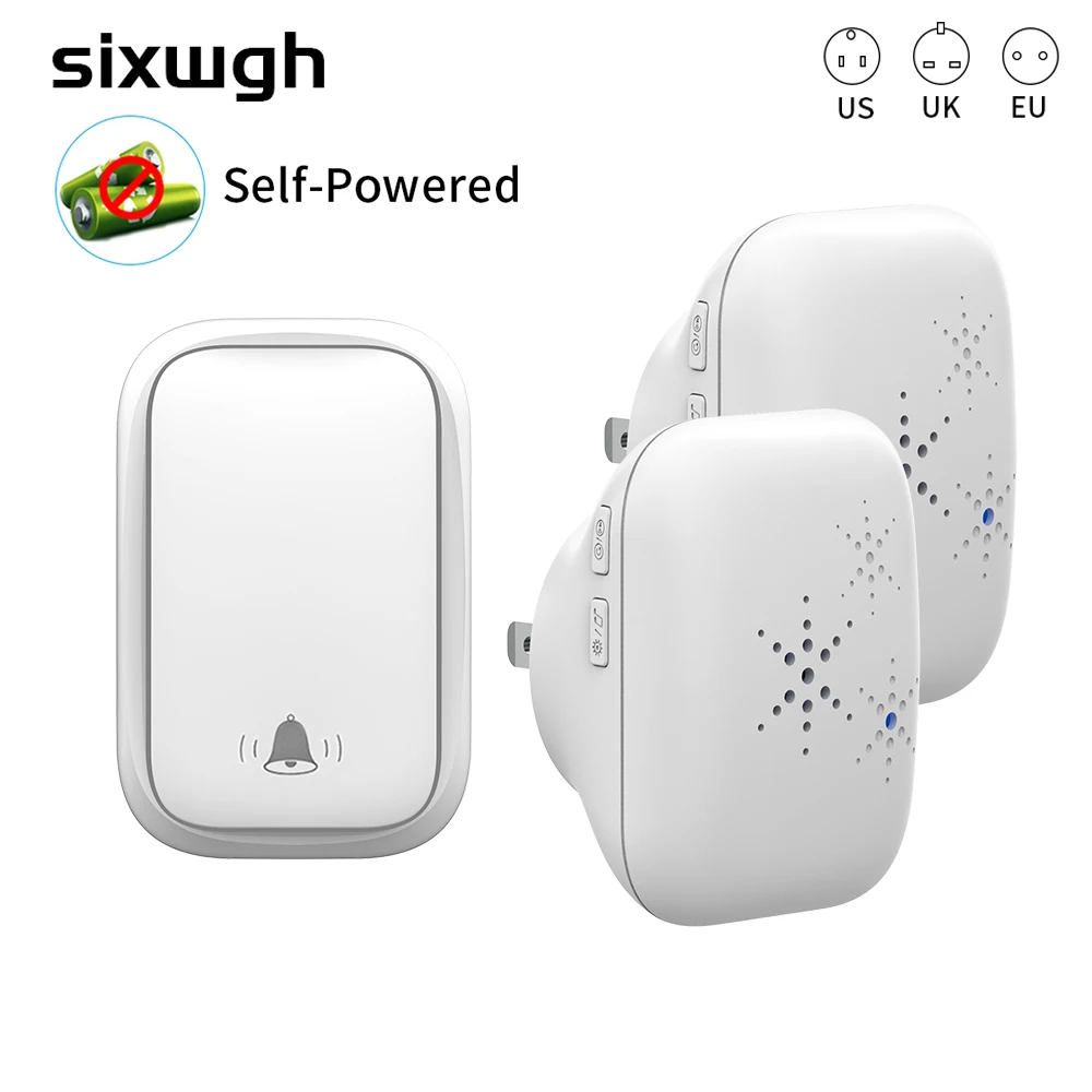 Wireless Doorbell US EU UK Plug Self-powered Waterproof outdoor ring Door Bell Home Welcome Door Chimes doorbell