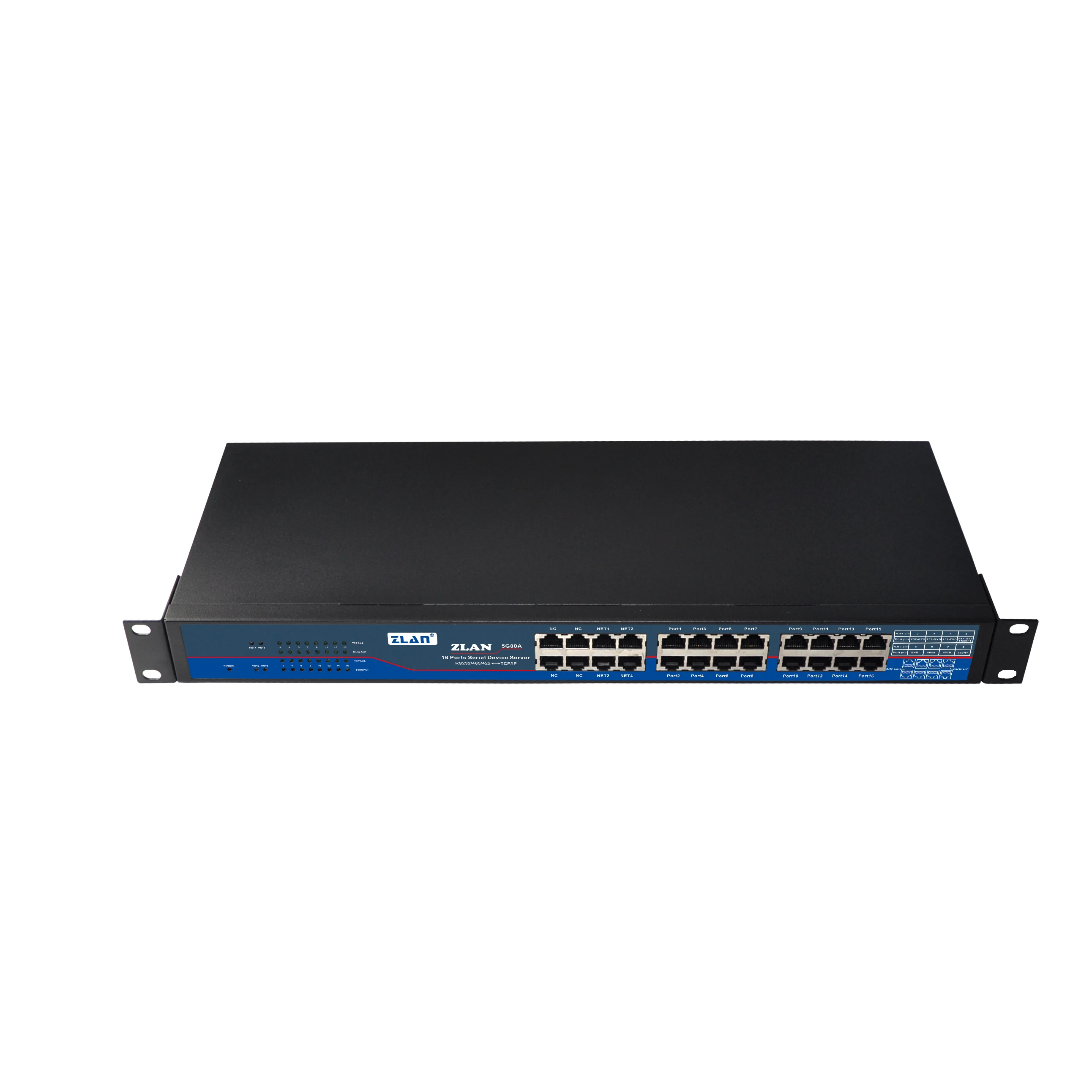 ZLAN5G00A 16 port RS232 RS485 RS422 to TCP/IP Converter 4 RJ45 Multi Serial Device Server industrial Switch rack