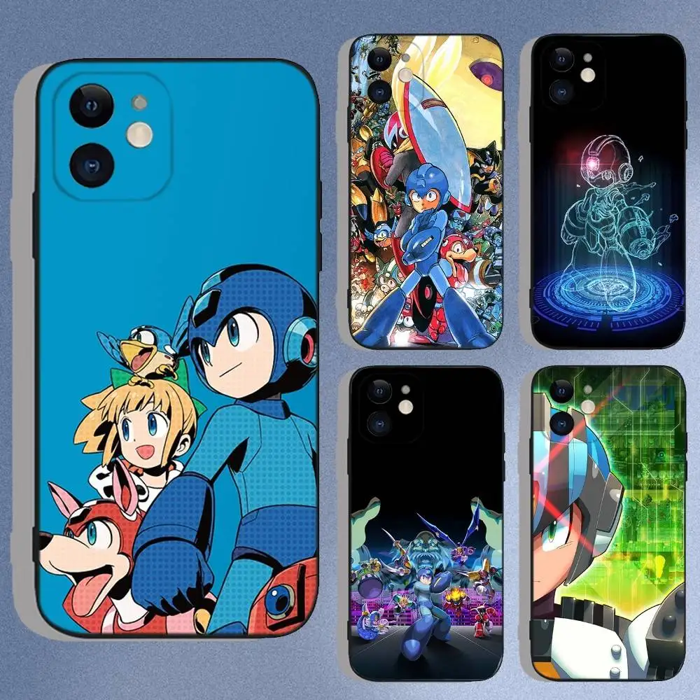 

M-MegamanS X Phone Case For iPhone 16e,16,15,14,13,12,11,XS,XR,X,8,7,Pro,Max,Plus,Mini Silicone Black Funda Shell