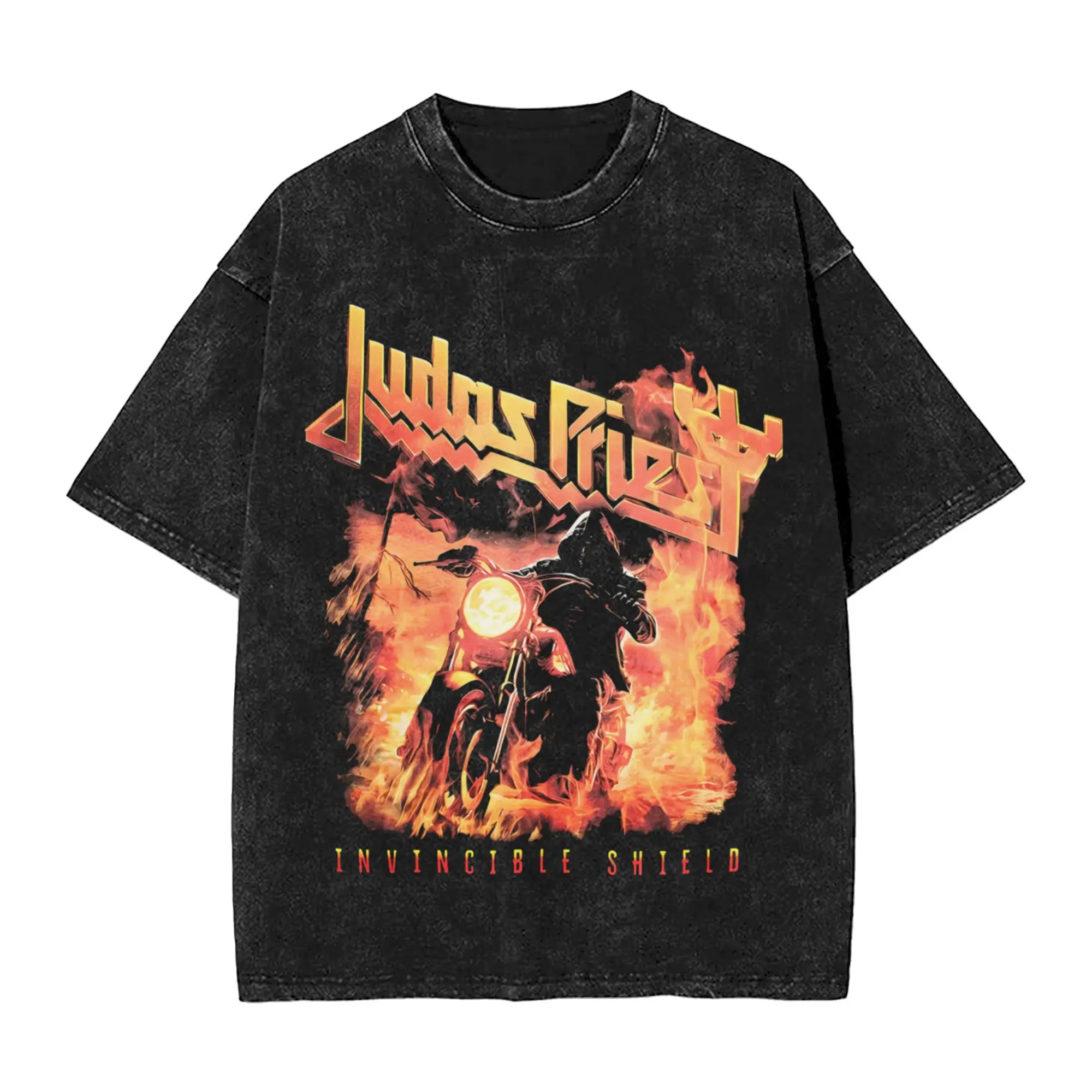 

Judas Priest Invincibl Shield Burst Washed T Shirt Streetwear Vintage T-Shirts Rock Band Tees Men Women Cotton Oversize Summer