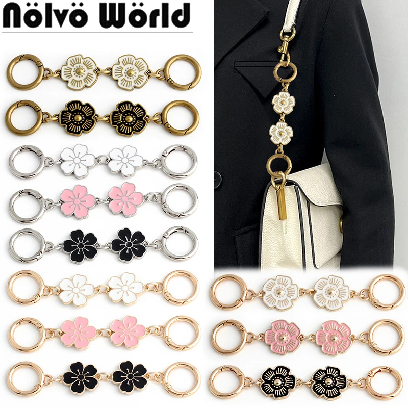 2/10/30PCS 12.5/13CM Flower Shape Purse Strap Extender Chains With Rings For Bags Charms Handbag Purse Shoulder Belt Accessories