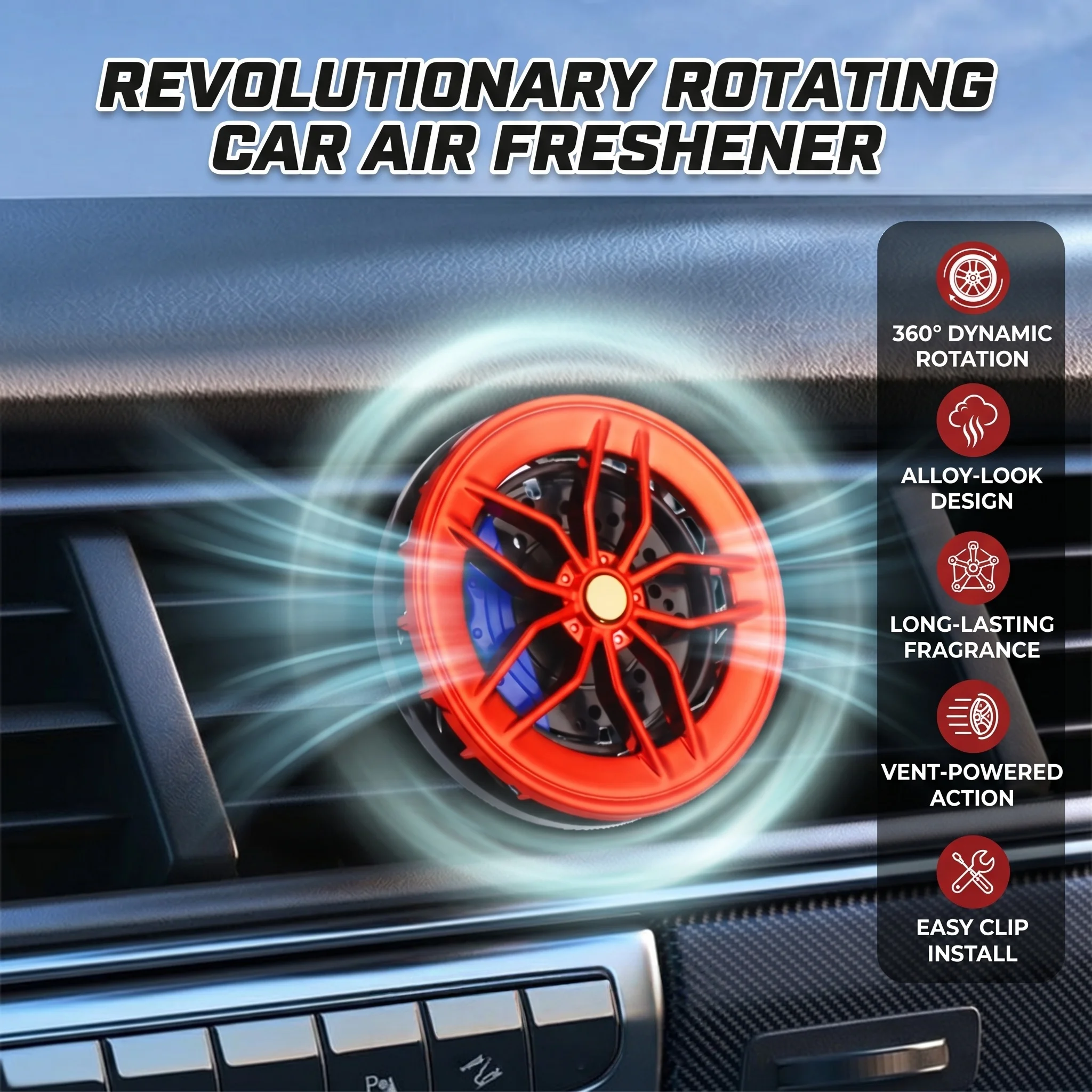 New Hot Sale Modified Hub Air Outlet Perfume Rotatable Tire Air Conditioning Outlet Aromatherapy Car Interior Accessories