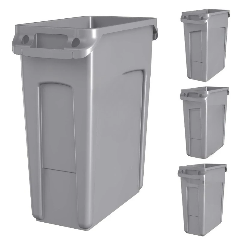 

Slim Jim Under-Counter Trash Can with Venting Channels, 13-Gallon, Gray, Fits Under Desk/Cabinet/