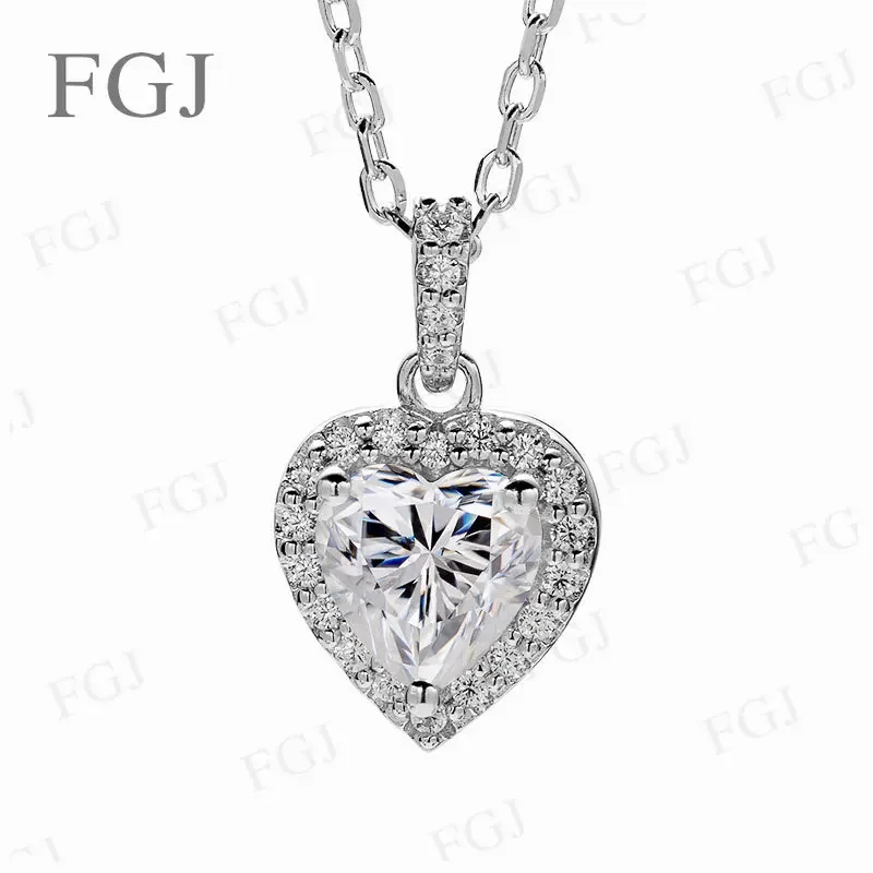 Moissanite Sieraden Hart Geslepen Oorbel Ketting Sets D Kleur 100% 925 Sterling Verzilverd 18K Voor Verjaardag/Dating/Huwelijkscadeau