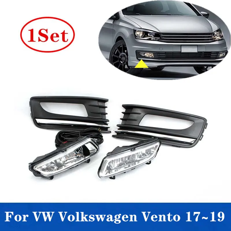 1Set Car Front Fog Light Assembly For VW Volkswagen VENTO 2017 2018 2019 2020 With Harness Switch