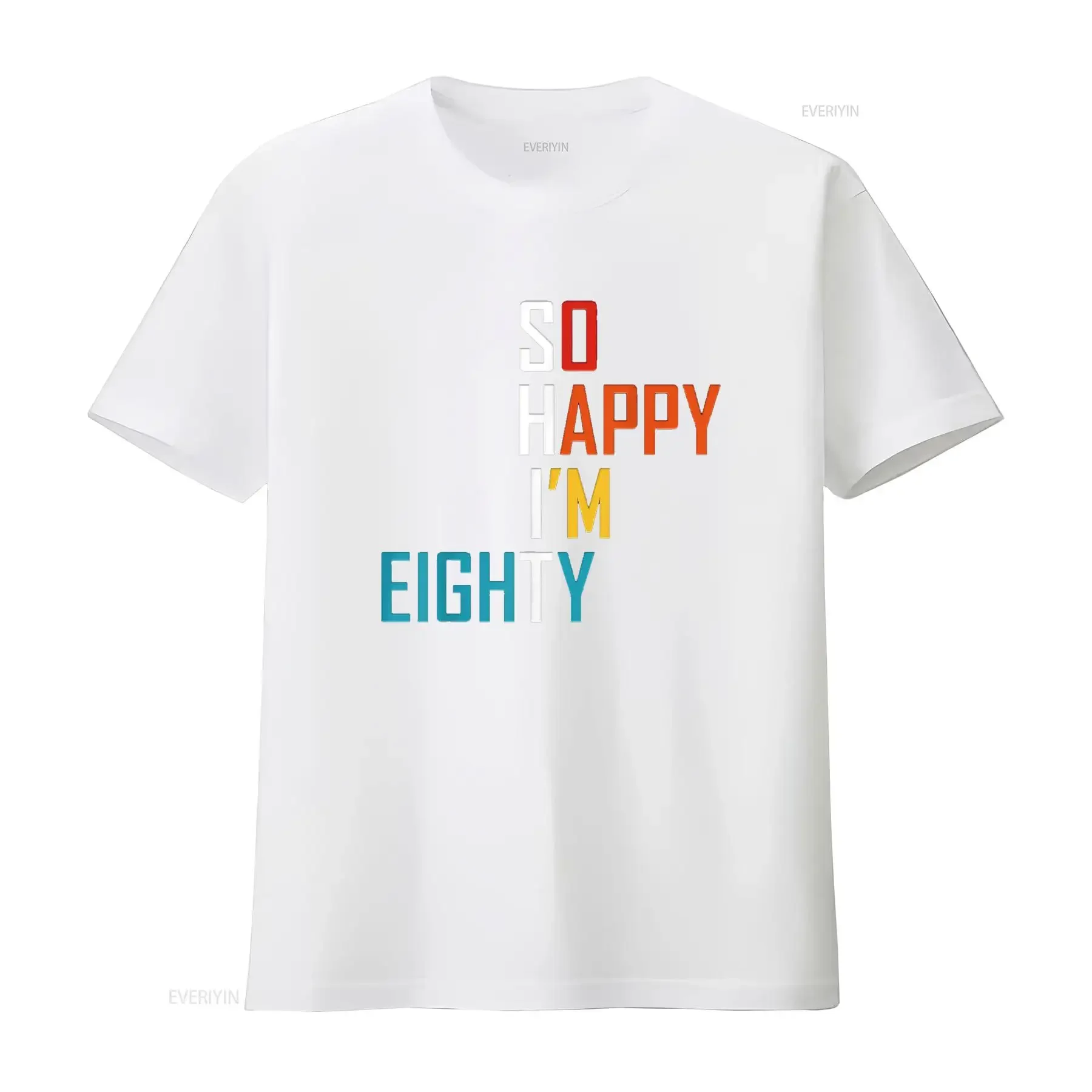 سعيدا أنا ثمانون الكمامة 80 سنة مضحك 80th عيد ميلاد تي شيرت خمر غسلها عادية أنيقة امتدت مصمم الملابس #4