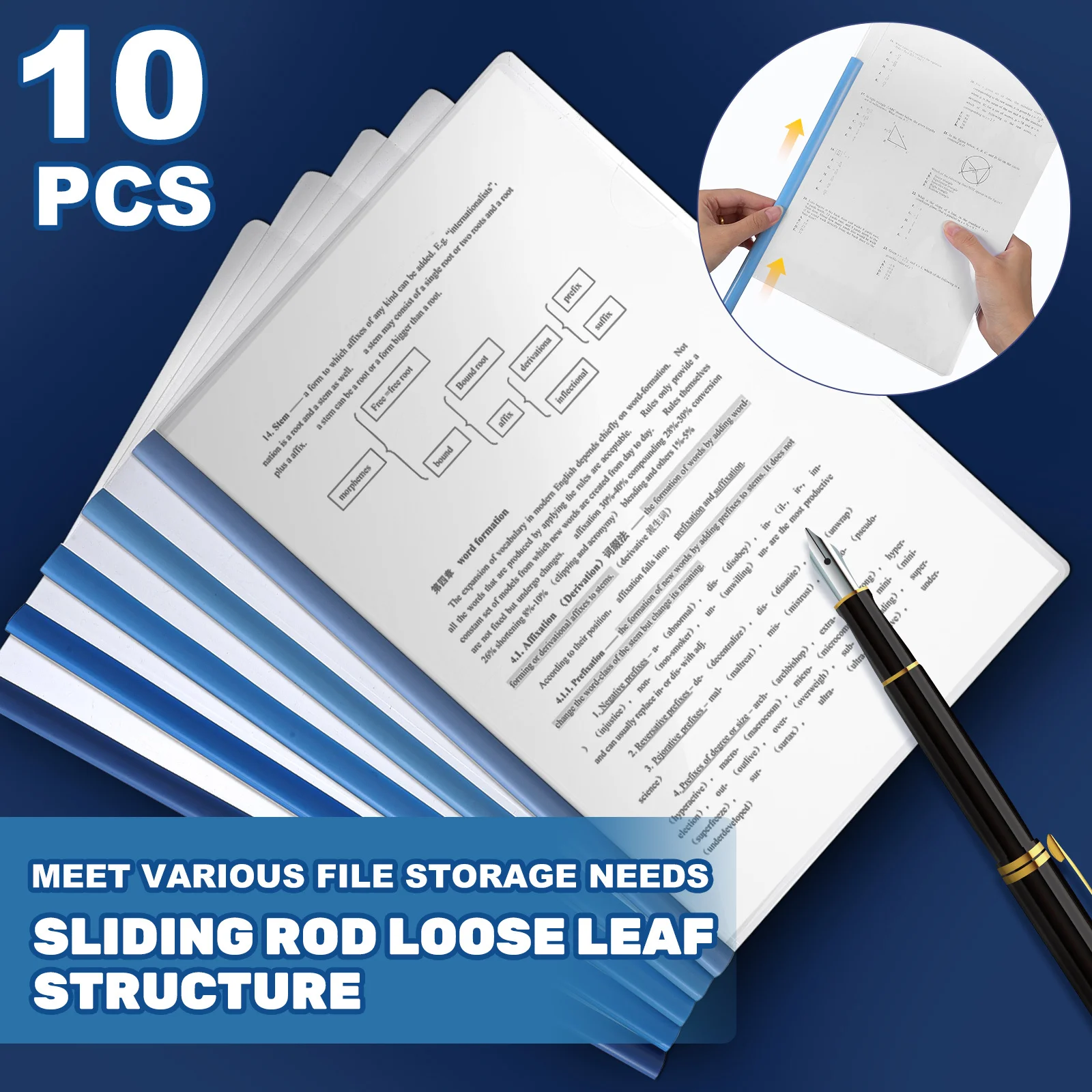 10 قطعة المجلدات A4 60 ورقة قدرة البلاستيك الشريحة الموثق للمدرسة مكتب تقرير واضح يغطي ملف قضبان ملزمة